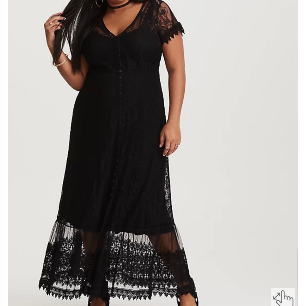 Torrid Black Sheer Lace & Mesh Maxi Dress